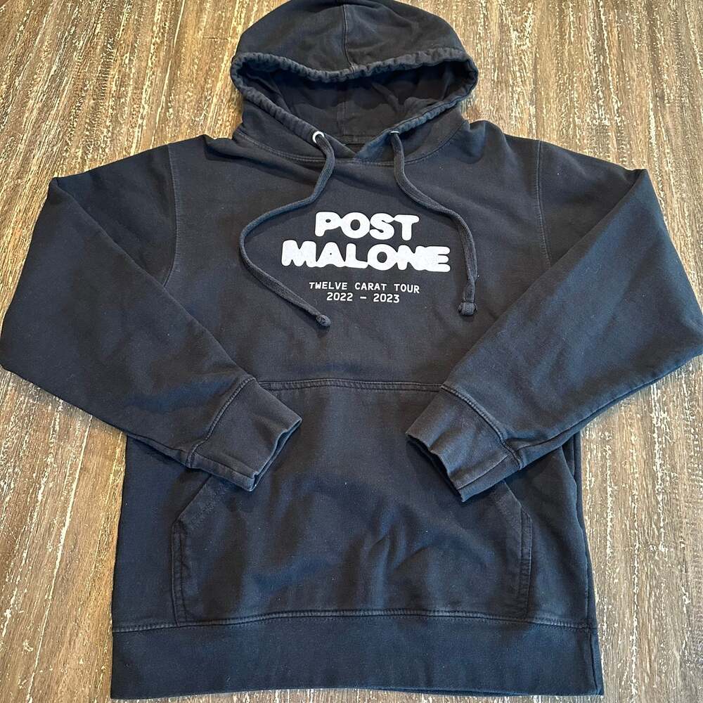 Post Malone Twelve Carat Tour 2022-2023 Hoodie Sweatshirt Black Unisex Size S